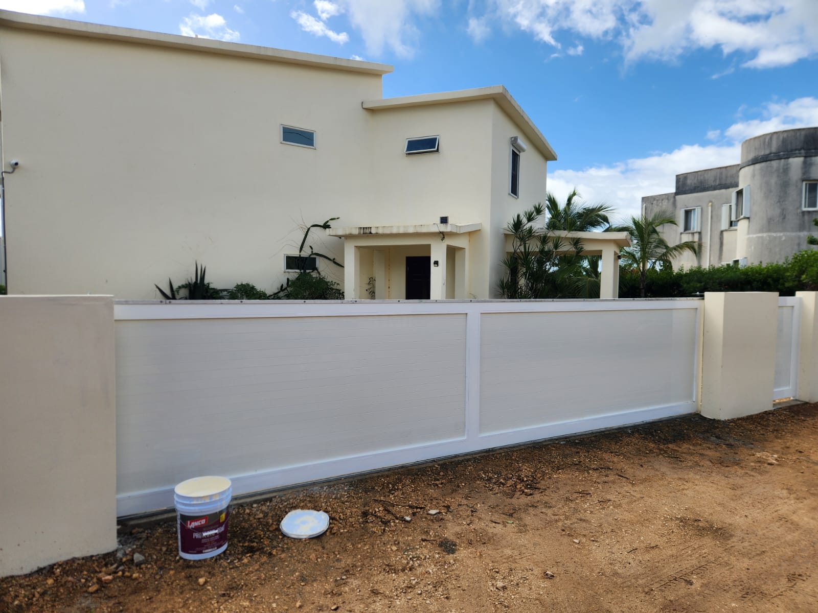 Solid White Sliding Gate