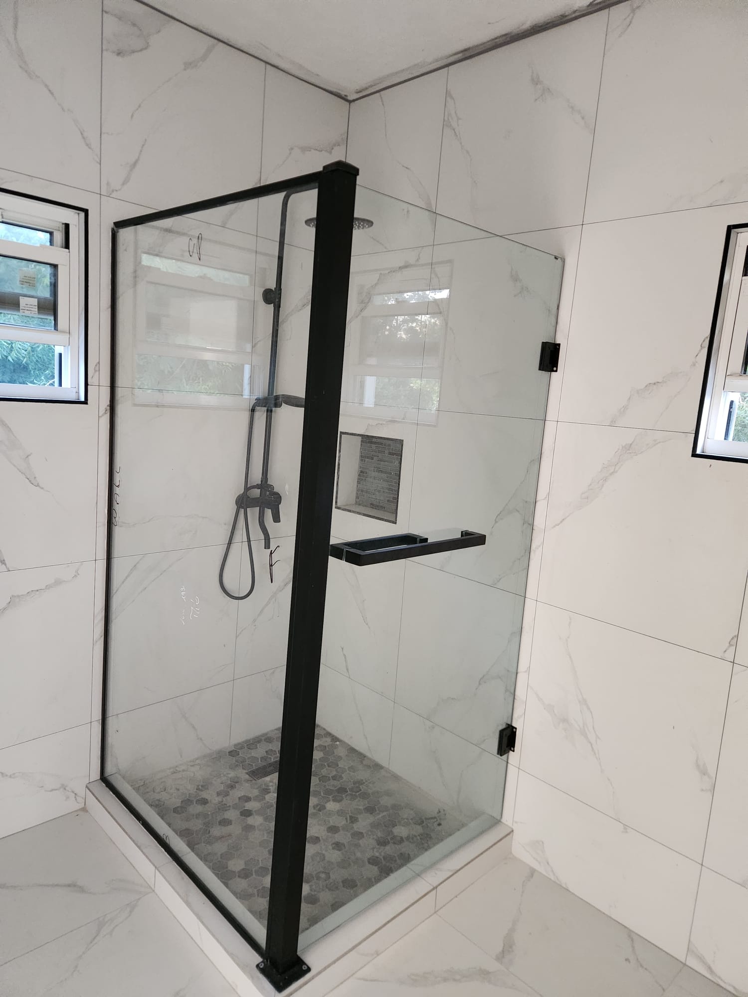 Black-Frame Glass Shower