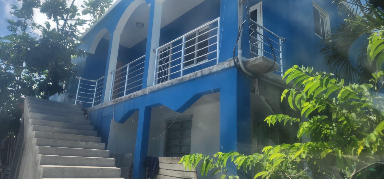 Blue House Railing